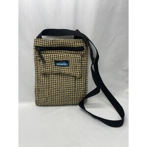 Kavu Keeper Crossbody Tweed Bag Black Yellow Cream 3 Pockets